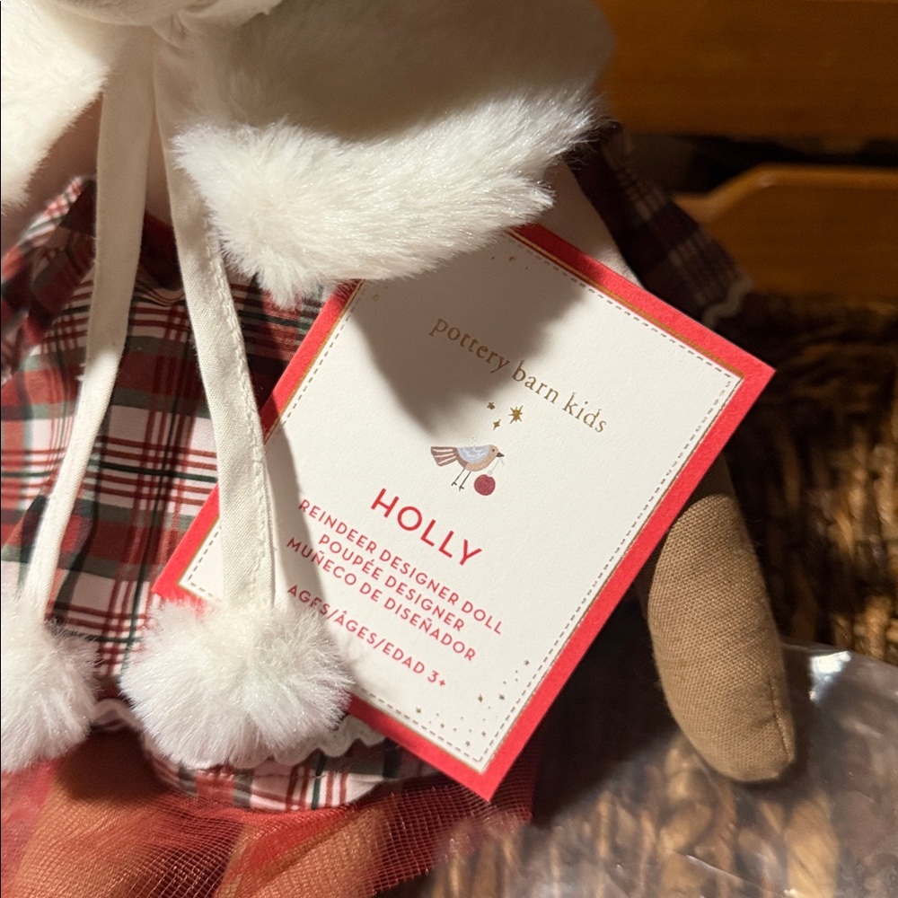 Pottery Barn Kids Holly Plush Reindeer Doll BNWT - Picture 3 of 6